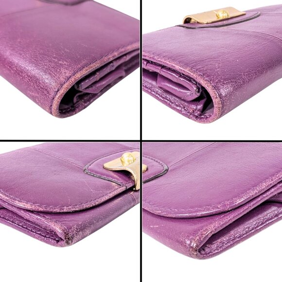 Coach Kristin Purple Leather Long Folding Continental Wallet READ - Picture 5 of 11